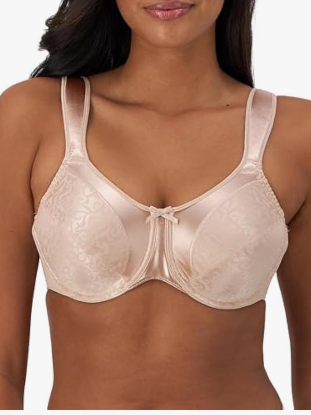 NWT Bali Satin Tracings Underwire Bra in Soft Nude